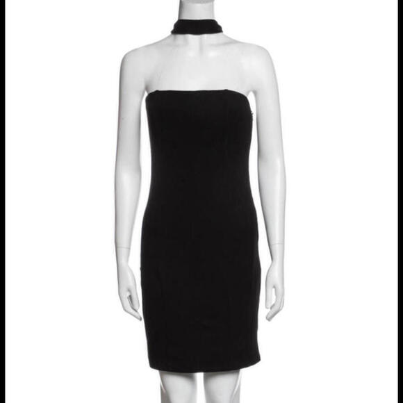 Privacy please black ribbed strapless wrap halter neck - Picture 1 of 6